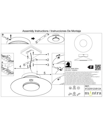 ORION * APLIQUE LED 8W 3000K NEGRO/ MADERA
